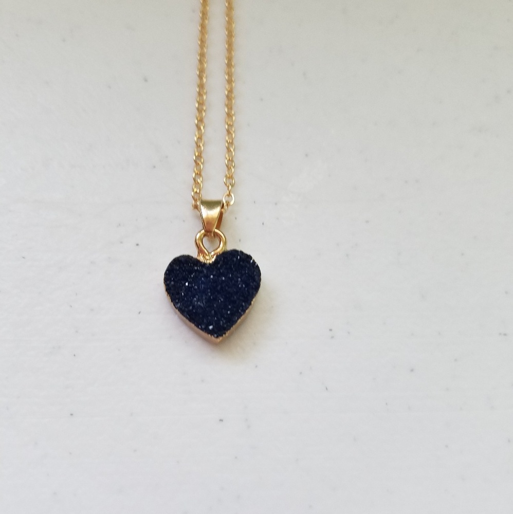 New faux druzy heart necklace